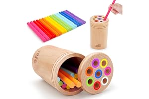 SMALL FISH Montessori Toys for 1-3 Year Old: Wooden Learning Color Sorting Toys for Toddlers Age 1 2 3, Fine Motor Developmental Infants Sensory Matching Games, Busy Board 18 month old Baby Boys Girls Gifts