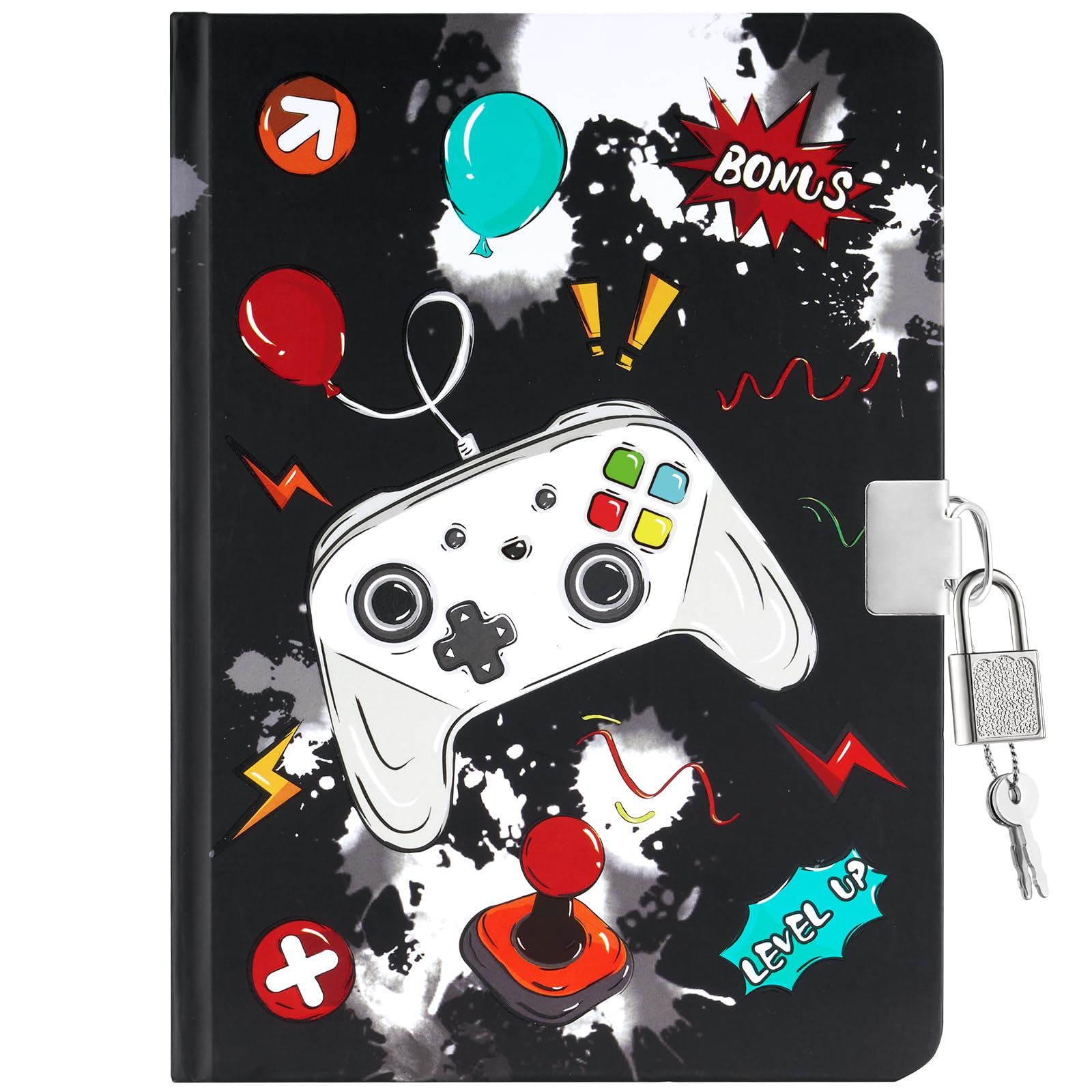 WERNNSAI Kids Diary for Boys Game Journal - Kids Luminous Journal Boys Video Game Diary with Lock and Keys, School A5 Lined Memos Writing Drawing Notepad, Gaming Notebook Birthday Gift