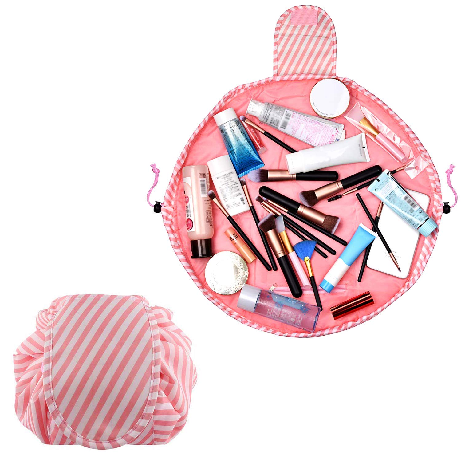 HINATAA Lazy Drawstring Makeup Bag, Travel Cosmetic Bag Large Capacity Drawstring Makeup Bag Lazy Cosmetic Bag Beam Mouth Storage Bag Cosmetic Pouch Travel Storage Bag (J1)