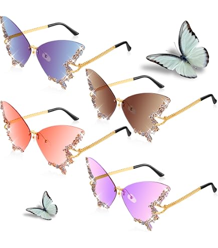 Amazon.com: Flutesan 6 Pairs Butterfly Rimless Sunglasses Vintage