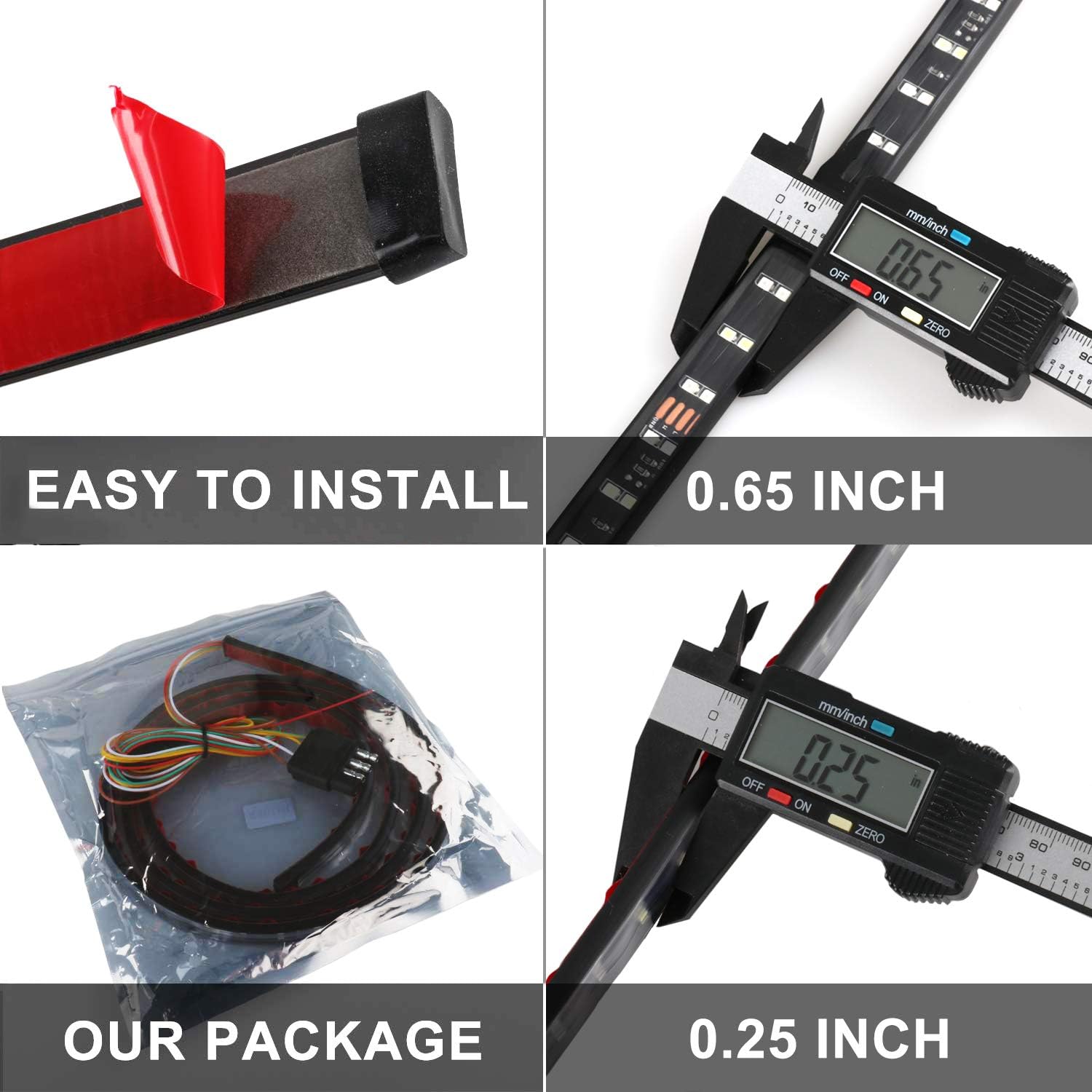 Truck Tailgate light Bar Triple Row,60 Inch Tailgate Light Strip，IP67 Waterproof 432 LED Light Strip for SUV,RV,VAN,etc,Standard 4-pin Flat Connector,Easy Installation: Automotive