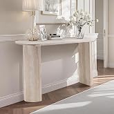LKTART 55" Console Table for Entryway with Faux Mars Marble Pattern | Modern Narrow Entryway Table, Couch Table Behind Sofa with Curved Legs for Living Room Hallway Foyer