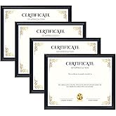 Schliersee 8.5x11 Certificate Frames Black Set of 4, Classic Arched 8.5 by 11 Picture Frame, Document Degree Diploma Frame for 8.5 x 11 Photo, Wall and Tabletop Display