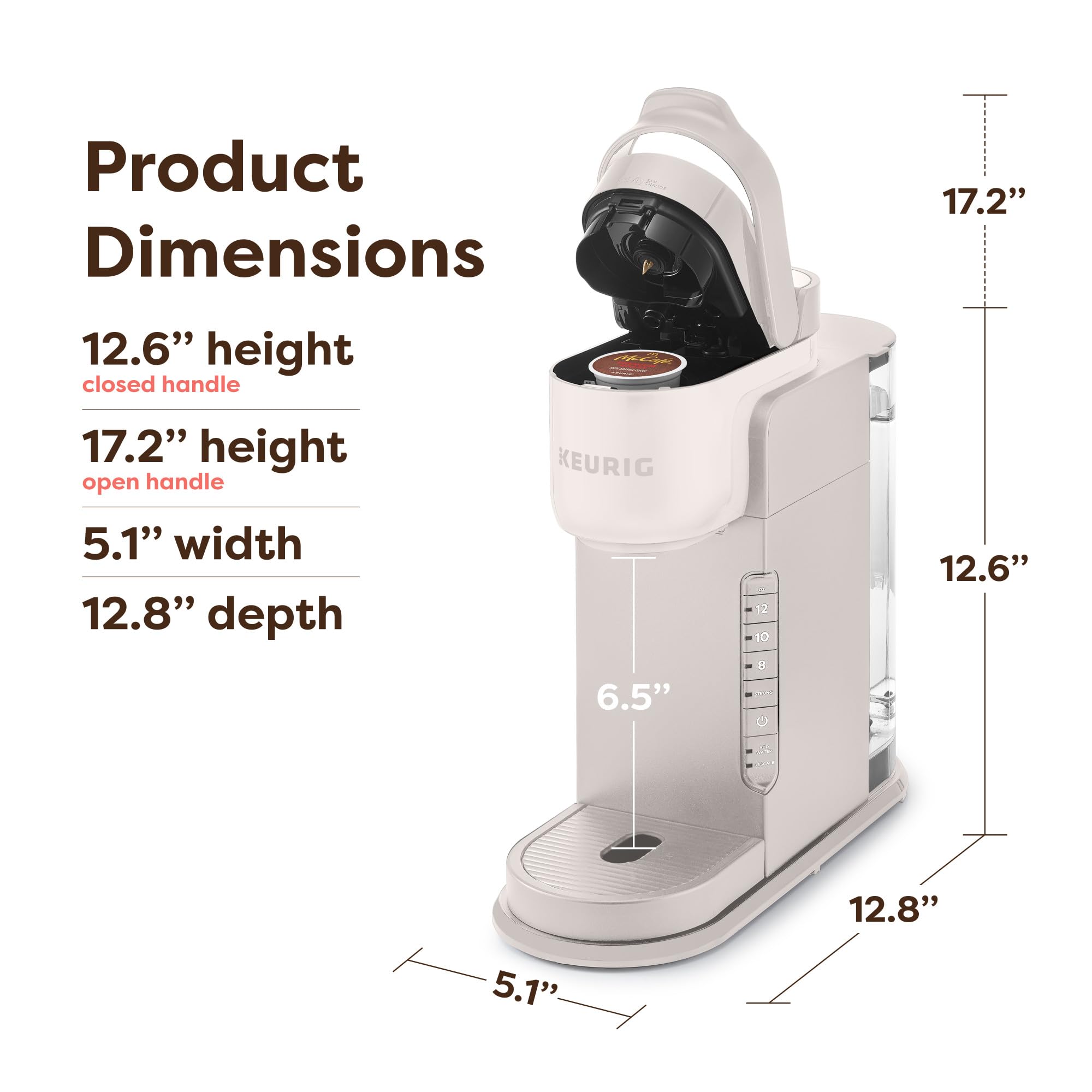 Keurig K-Express Cafetera de cápsulas K-Cup de una sola porción, 3 tamaños de preparación, función de botón fuerte, depósito extraíble de 42 oz, piedra cálida