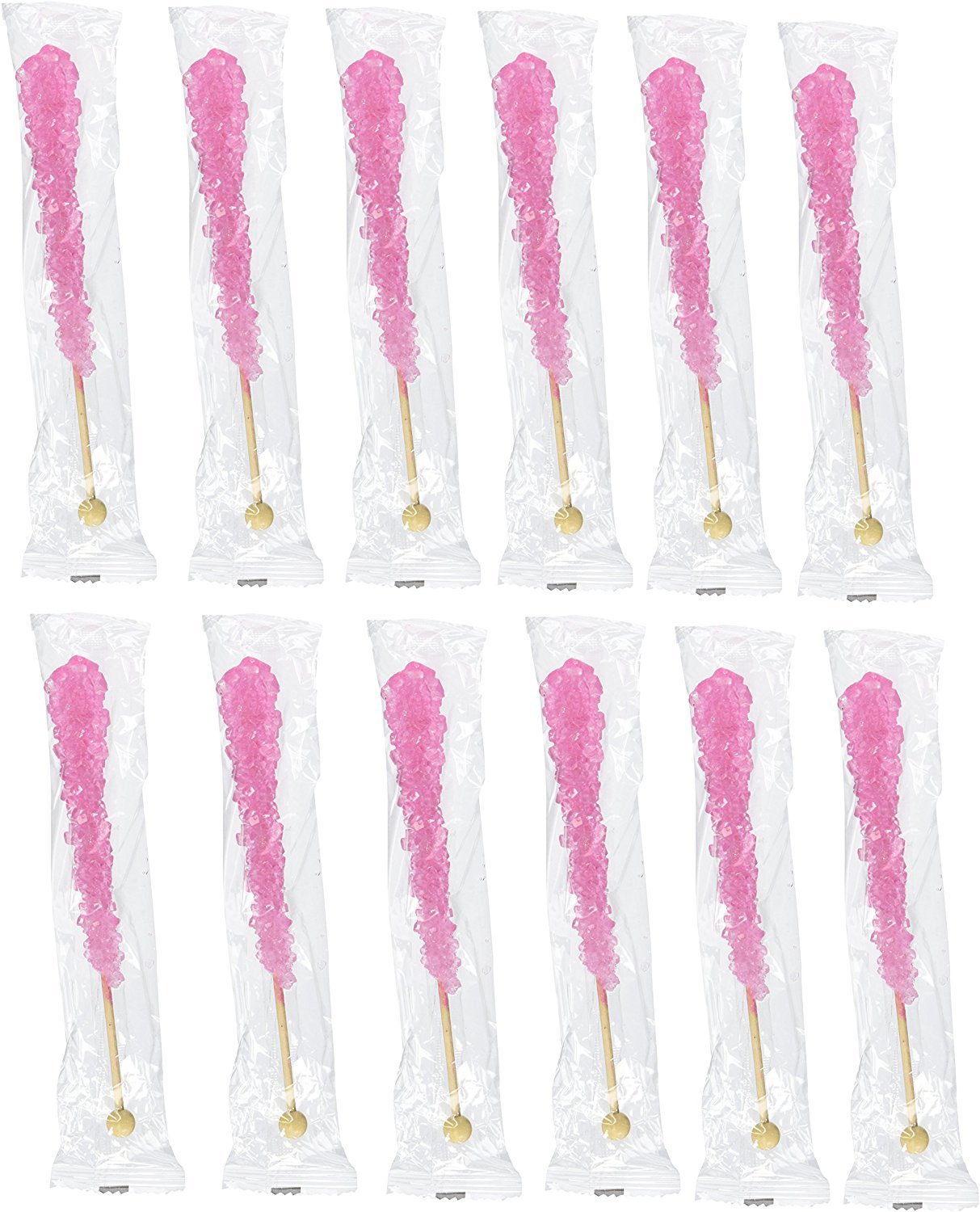 Pink Rock Candy Sticks 12 Count Cherry Flavored Light Pink