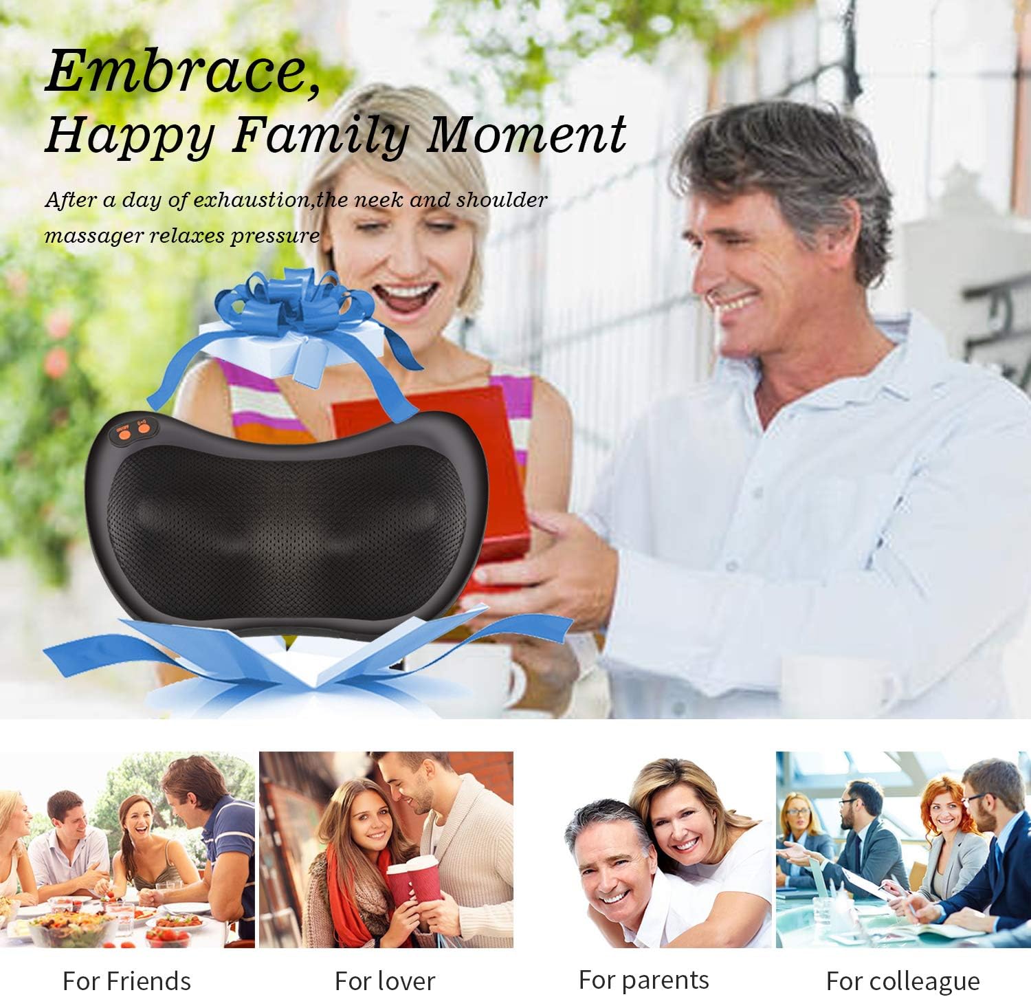 iKristin Shiatsu Neck Back Massager Pillow with Heat - Deep Tissue Kneading Massage for Back, Neck, Shoulder, Leg, Foot - Perfect Gift for Men/Women/Mom/Dad,Stress Relax at Home Office and Car: Health & Personal Care