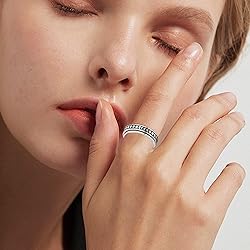 CASSIECA 4 Pcs Stainless Steel Fidget Rings for