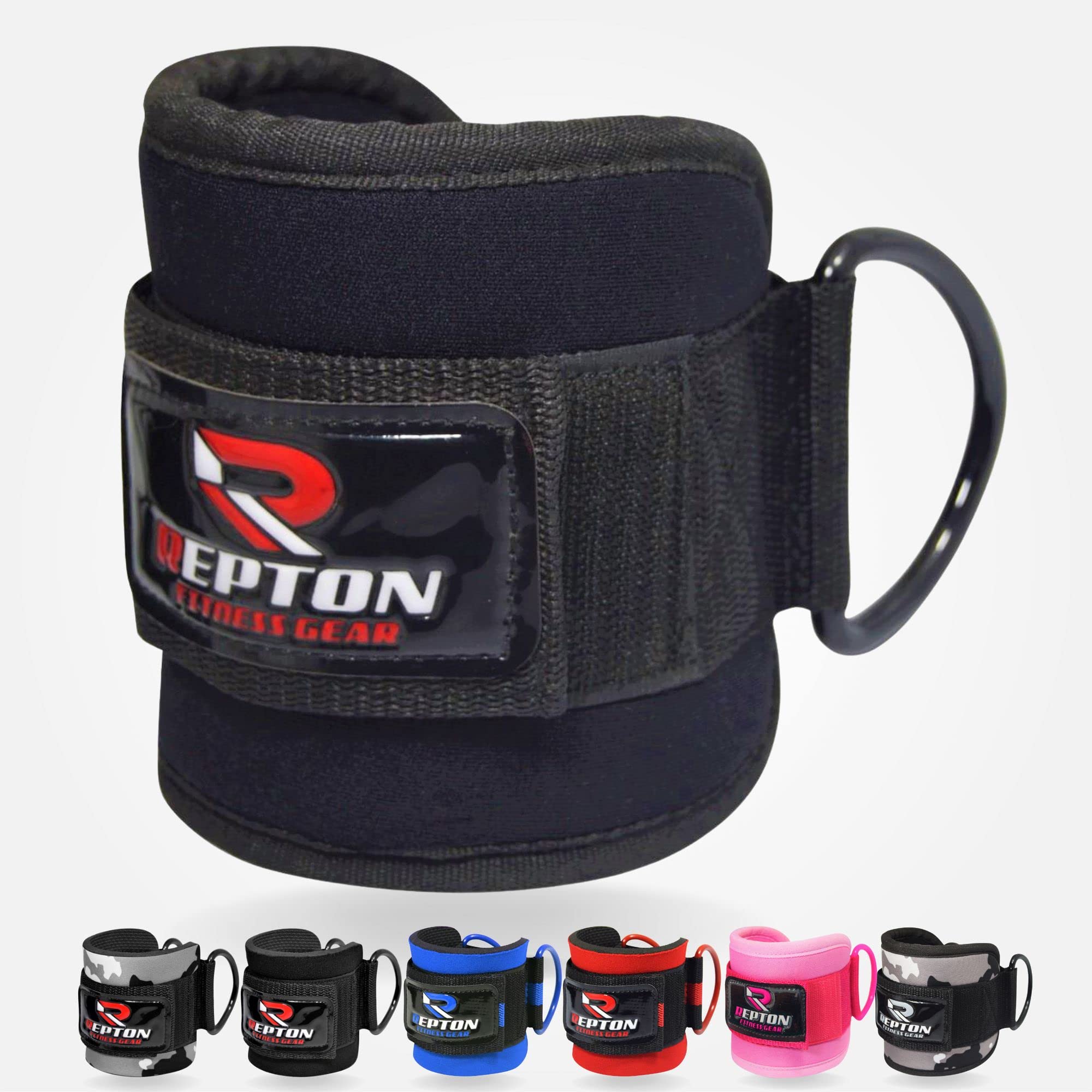 Repton Fitness Gears Adjustable Ankle Straps for Glutes Kickback - Stainless Steel D Ring - Cable Machine Attachments for Leg Extensions and Hip Abductors - Neoprene Support - Unisex Design