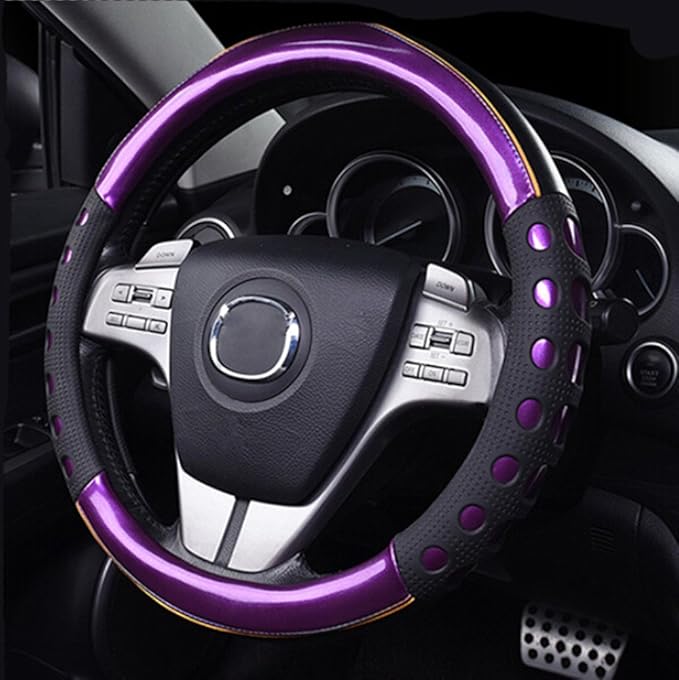 38 cm Nonslip Handle Car Steering Wheel Cover Auto (Purple) Amazon.co