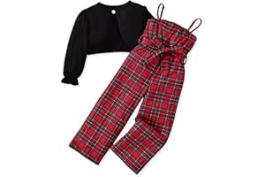 HINTINA Toddler Little Girl 2 Piece Outfits Long Sleeve Ribbed Knitted Cardigan And Sleeveless Jumpsuit