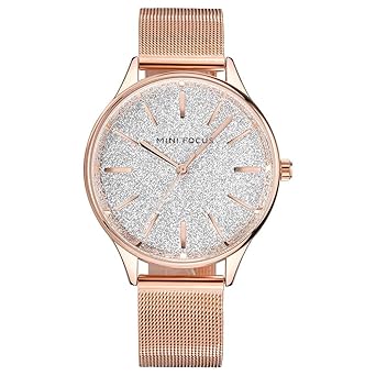 Mini Focus Damen Casual Dressing Edelstahl Mesh Band Quarz Uhr
