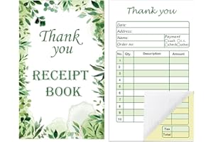 Thank You Receipt Book for Small Business 3.5x5.5 inch Receipt Book Order Forms Pad 2 Part Carbonless 50 Sets Sales Receipts 