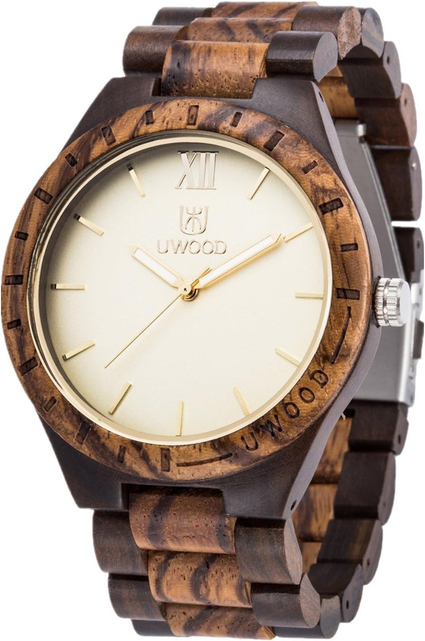 Men's Wood Watch Eco-Friendly 100% Natural Zebra Wooden Watches