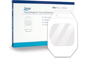 JJZEN KEAR 2.36" x 2.75"-50 Individual Packages Transparent Sterile Waterproof Film Dressings for Wound Cover - Medical Grade - Clear Adhesive Skin Bandages for IV Shield, Tattoo Aftercare (Transparent, 50 PCS)