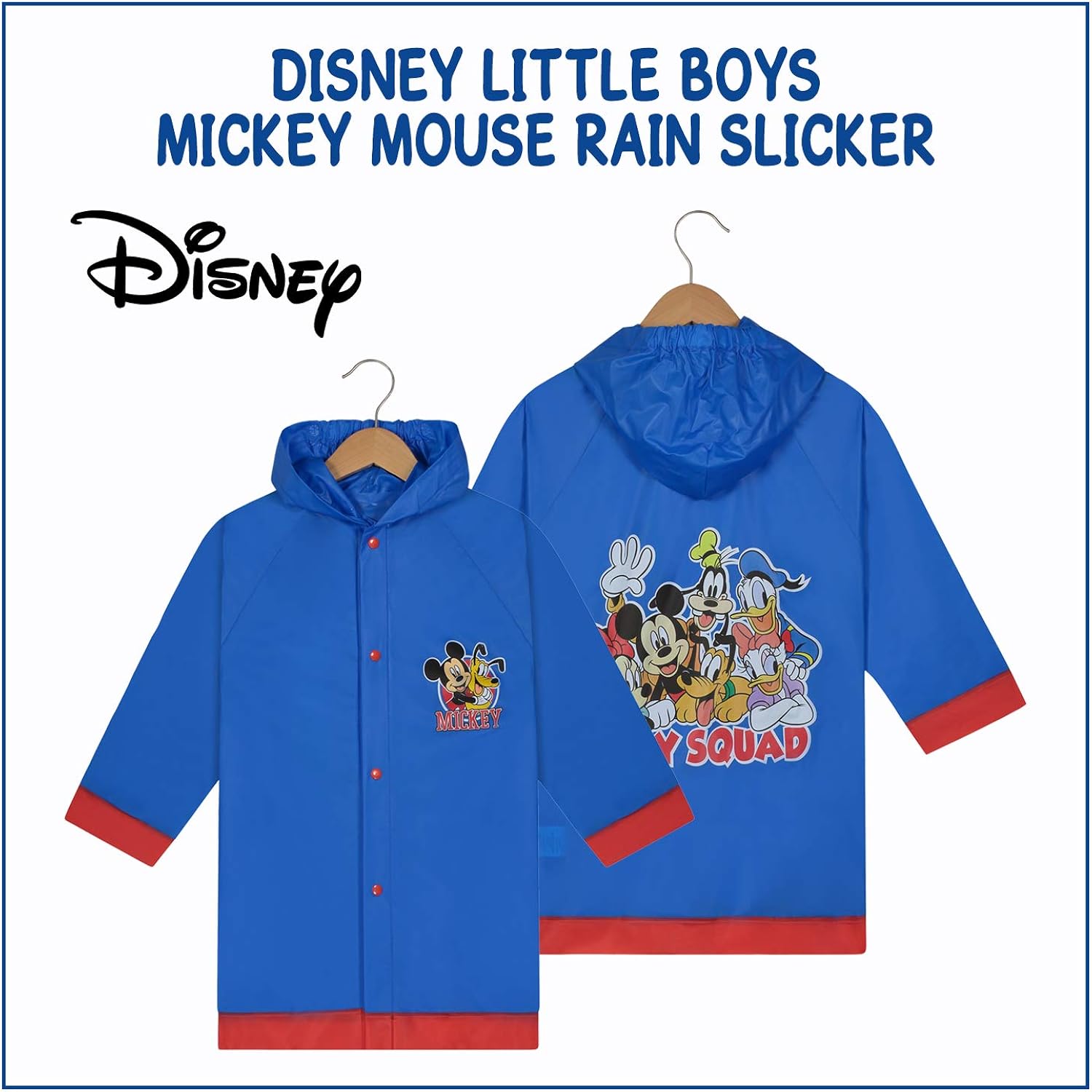 Disney Mickey Mouse Boys Waterproof Outwear Hooded Rain Slicker: Clothing