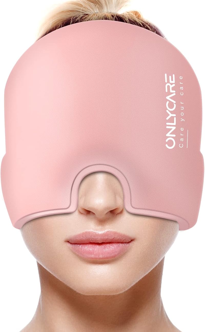 ONLYCARE Migraine Relief Cap Upgraded Odorless Pink Head Wrap
