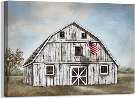 Old White Barn Wall Art For Bedroom Bathroom Wall Decoration Farm Themed Canvas Picture Artwork To Hang For Home Living Room Wall Decor Size 12x16 Amazon Ca Generic