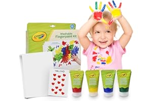 ThrillZone Crayola Finger Paint Kit For Toddlers With 4 Colors & 10 Painting Paper Sheets- Kids Easy Clean, Non-Toxic Washable Finger Paints Heart Stickers Included- Fun Indoor Activity For Toddlers
