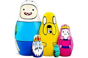 AEVVV Adventure Time Heroes Figures - Wood Nesting Dolls Set 5 pcs - Wooden Russian Matryoshka 3.5"