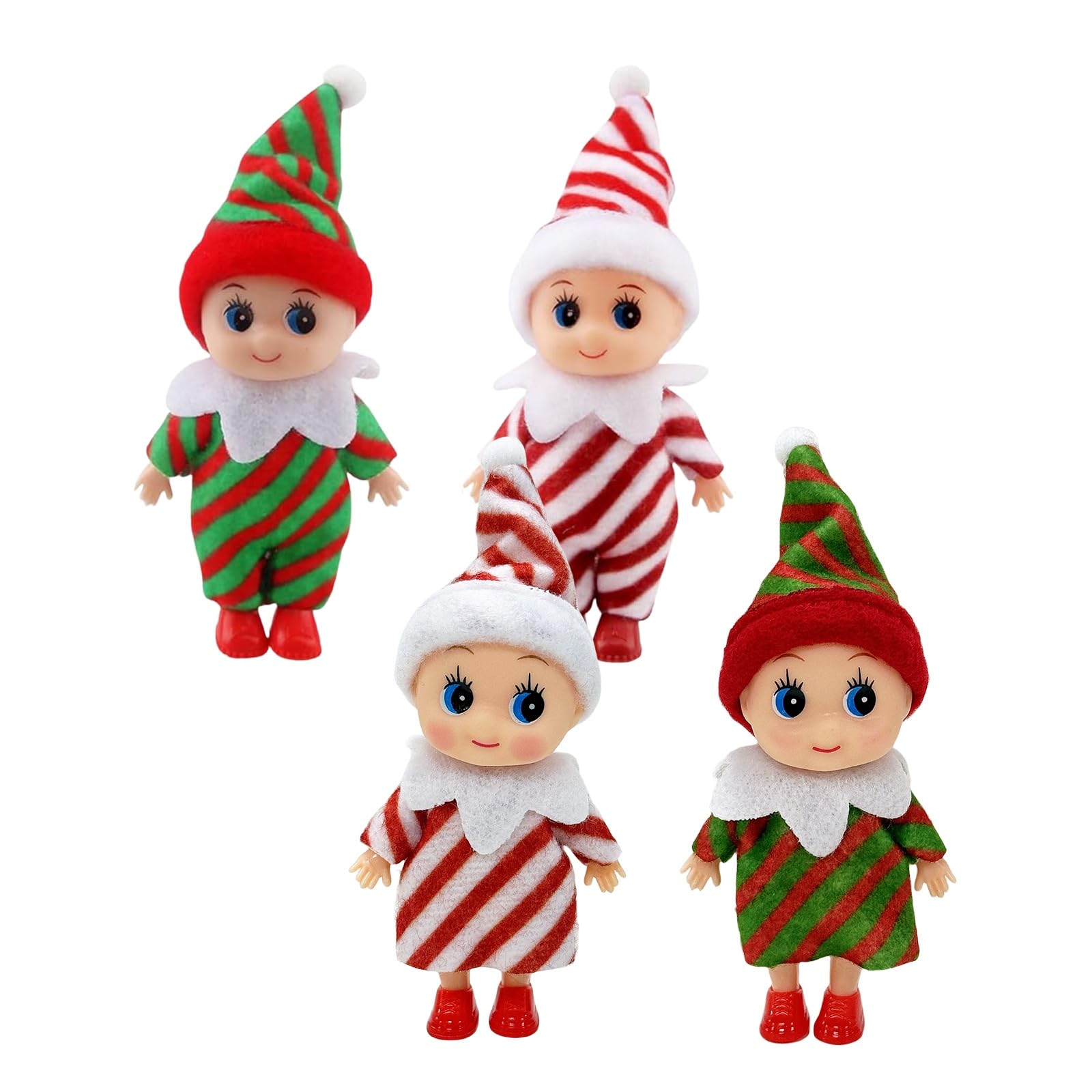 Mienocol 4pcs Baby Elf Doll for Boys & Girls, Christmas Tradition Mini Elf Baby Doll Accessory, Tiny Dolls for Xmas Gift Stocking Stuffers
