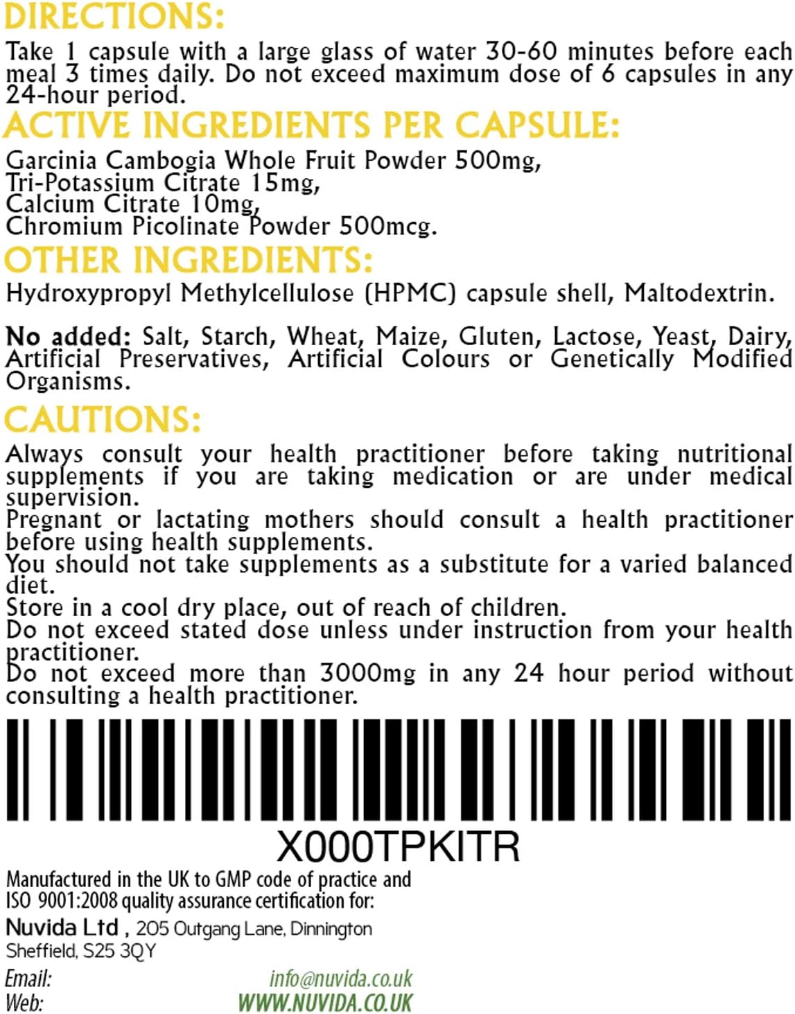 Garcinia Cambogia Extract / 90 x 500mg Garcinia Cambogia Capsules/High Strength Garcinia Supplement/Vegetarian and Vegan Friendly - Image 3