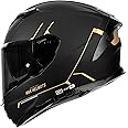 HAX Force Aerodynamic Full Face Helmet for Street & E-Bikes DOT & ECE Certified - Enhanced Dual Visor, Adult Size, Pinlock Ready Matte Black Gold M