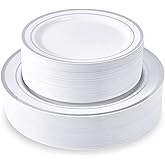 JollyPack 100 Piece Disposable Silver Plastic Party Plates, Including 50 10 Inch Dinner Plates and 50 7 Inch for Dessert, Great for Parties, Weddings, Home Use, and Christmas