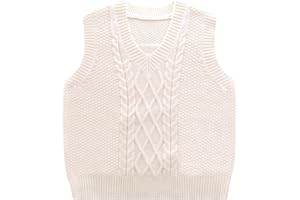 SEAUR Toddler Kids Sweater Vest V Neck Cable Knit Argyle Sweater Vest Boys Girls Sleeveless Uniform School Pullover Knitwear