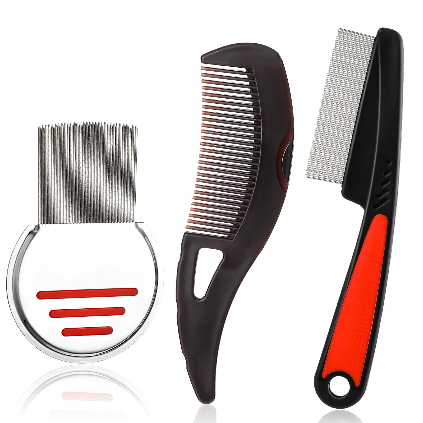 Tyqour 3-in-1 Scalp Care Comb - Dandruff Removal & Psoriasis Relief, Stainless Steel Fine Tooth Comb, Multifunctional Hair Grooming Tool for Women & Men