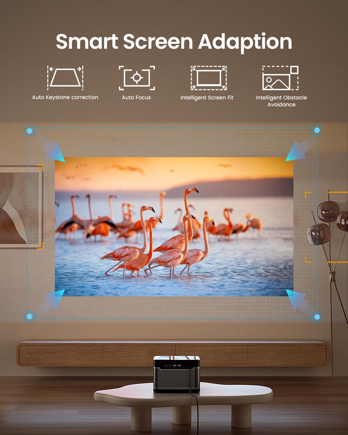 Dangbei DBOX01 1080p Full HD Projector, 2100 ISO Lumens Movie Projector, Native Licensed Netflix, Dual 10W Dolby Audio Speakers, Auto Focus, Auto Keystone Correction, Screen Fit, Obstacle Avoidance