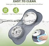 Pecute Double Stainless Steel Dog Bowls with Non-Slip Silicone Mats Grey (26 & view 5