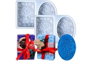 SIQINZONGWA Soap Silicone Mold, 2 Pack Embossing Flower Handmade Soap Mold, Rectangle & Oval Silicone Soap Molds, Mixed Flower Patterns for Making Gift, Cake, Jelly, Lotion Bars