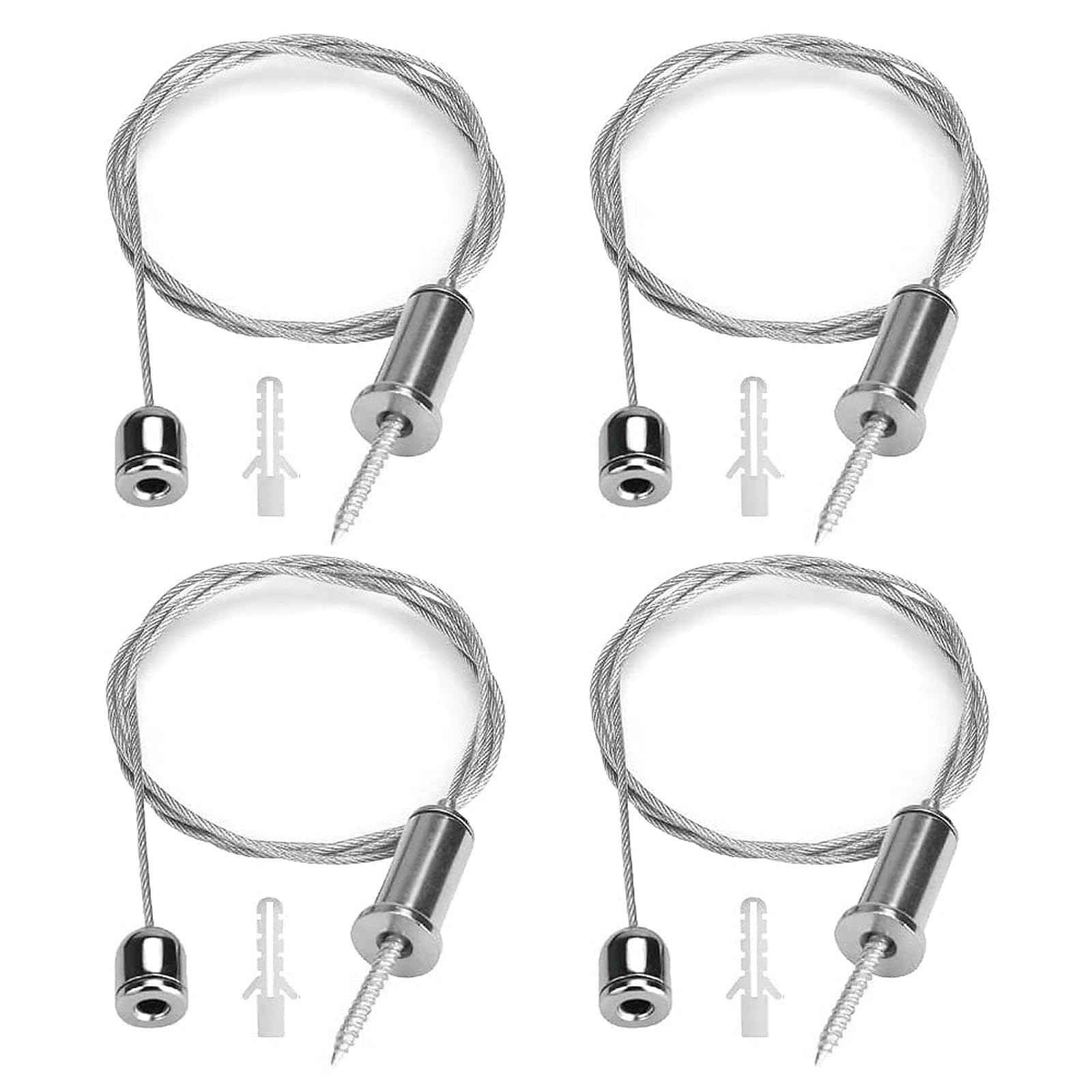 JaneYi Lighting Suspension Kit 4 Pack 1 Meter Stainless Steel Ceiling Light Hanging Wire Rope Cable Heavy Duty Chandelier Pendant Light Hanging Kit Adjustable Wire for LED Panel Linear Ceiling Lights