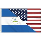 3×5 FT USA Nicaragua Friendship Flag, Large 150D America Nicaraguan Outdoor Banner,Double Side Printing American Decor For Patio Garden With Brass Gromment