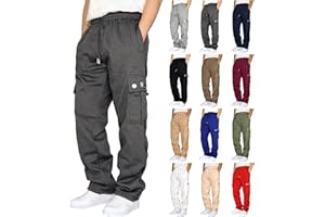 MUYISE Mens Elastic Waist Pants for Men Seniors Loose Sweat Sweatpants Women Shorts Cargos Cargo 01-Dark Grey