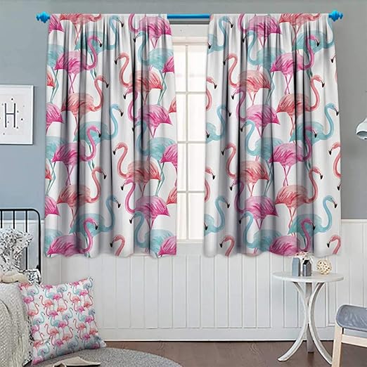 Amazon Com Chaneyhouse Watercolor Window Curtain Drape Flamingos