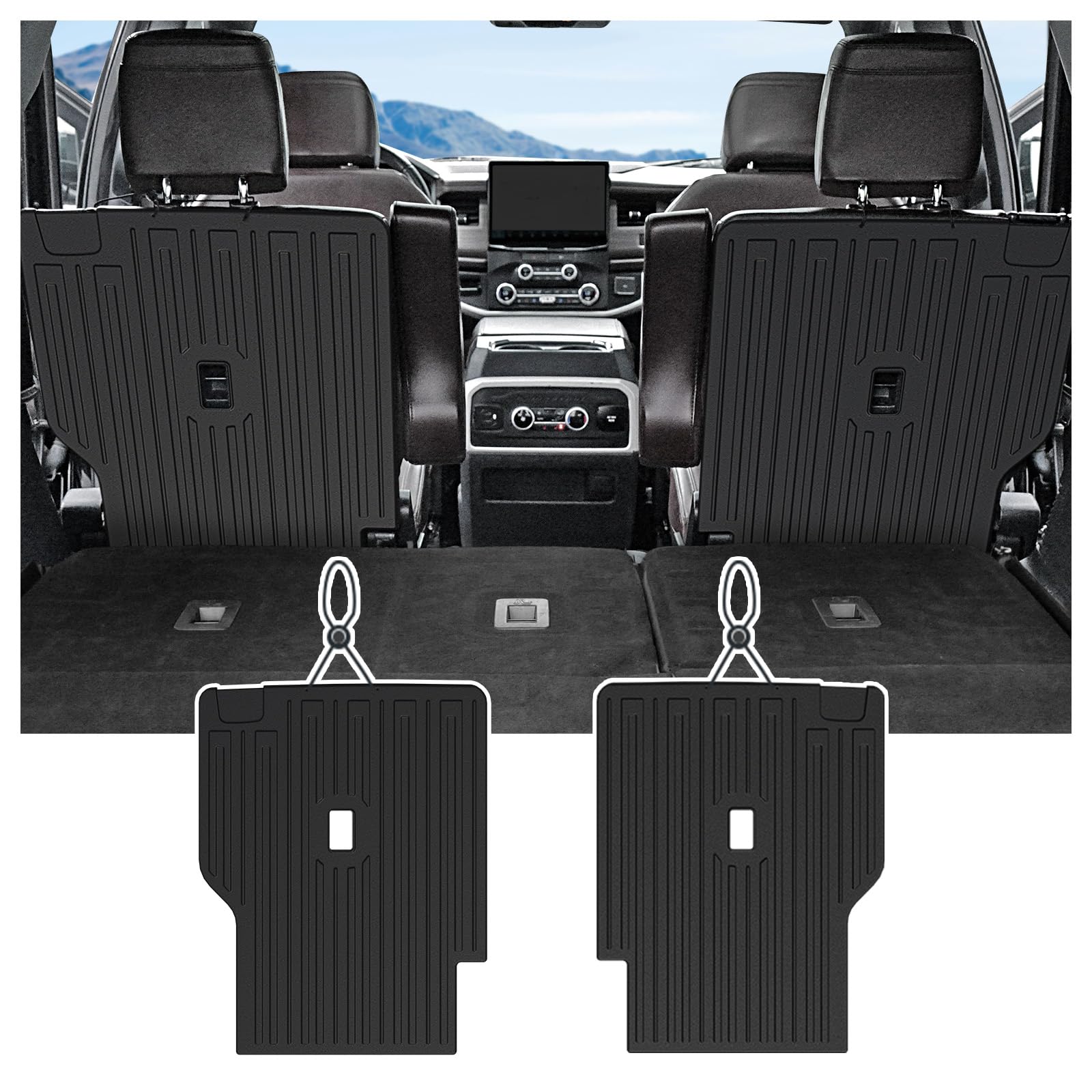 Photo 1 of **ONLY ONE**JOULARISE Kick Mats for 2018-2024 Ford Expedition/Lincoln Navigator 7 Seats Accessories(Not for Max or L Model), All Weather TPE Seat Back Backrest Protector (2nd Row Backrest Mats)