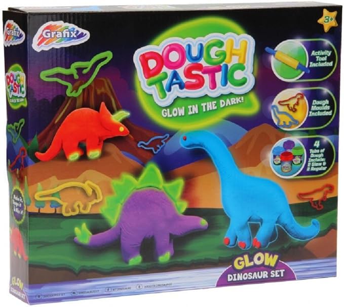 Dough Tastic Glow In The Dark Dinosaur Set Make Your Own Clay Dinosaur