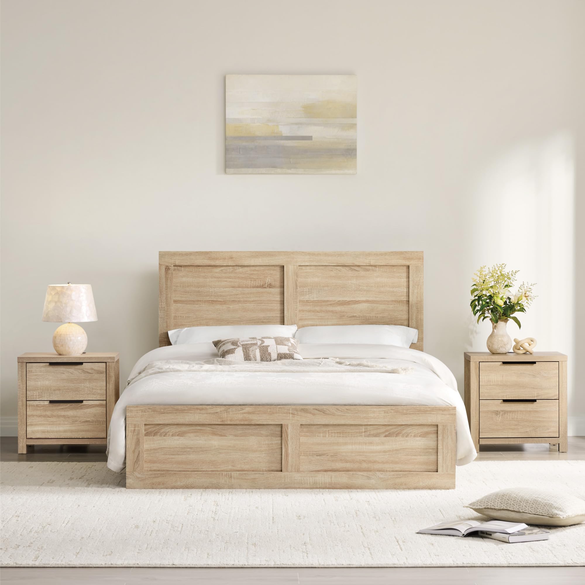 Photo 1 of  Nightstand, Storage Nightstand with Type-C Charging Port, Farmhouse Bedroom Furniture Set