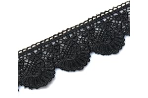 URBEST Lace Trim Fan Tail Durable Polyester Eyelet Lace Ribbon Embroidered Applique for Home Decor DIY Sewing Craft, 2.7 Inch Wide (Black, 3 Yard)