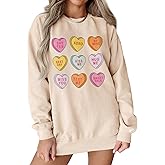 GLIGLITTR Women Valentine Sweatshirt Love Heart XOXO Funny Conversation Heart Graphic Shirt Tops Crewneck Oversized Outfits