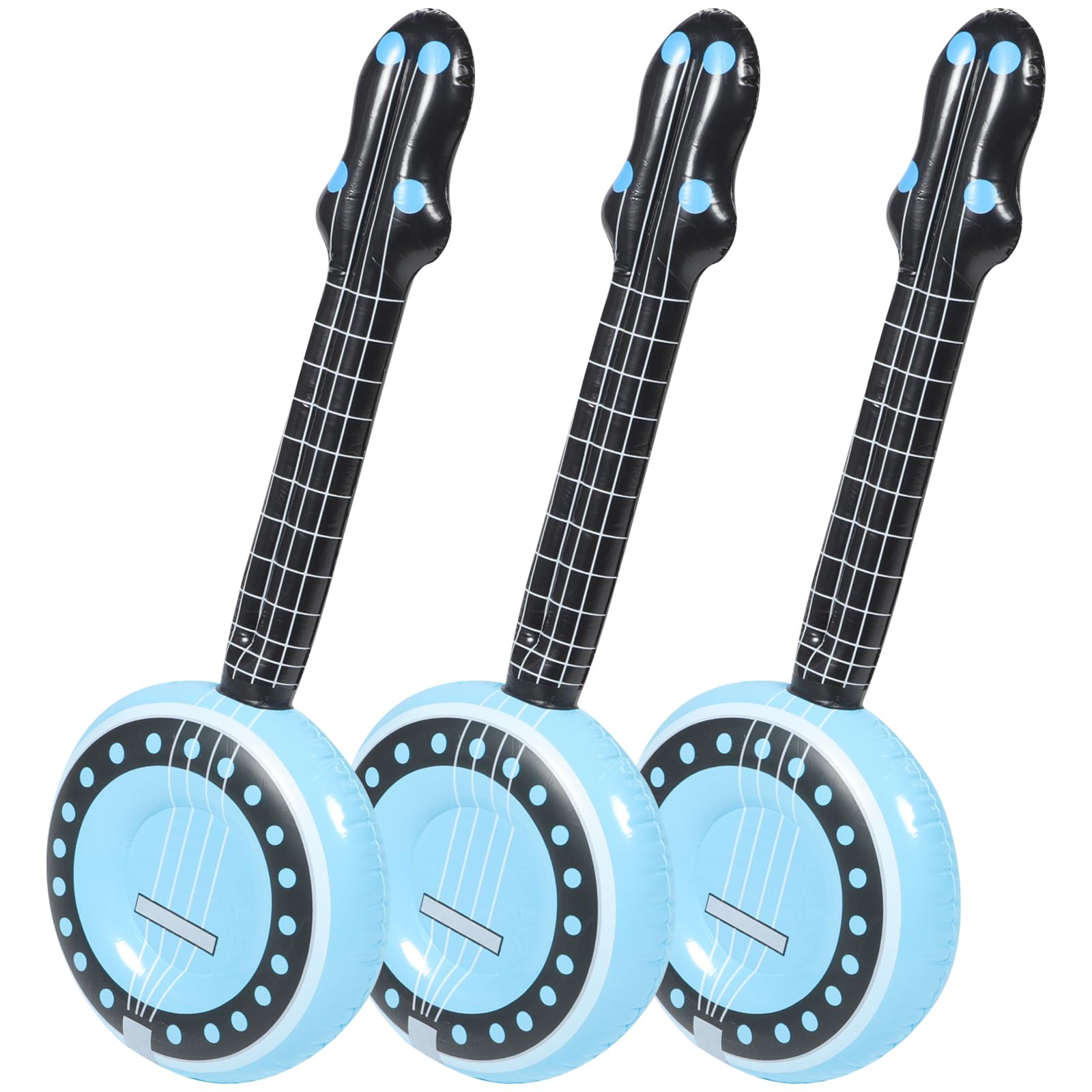 Photo 1 of Inflatable Rock Star , 80s 90s Party Decorations Inflatable Banjo Musical Instrument Props Blow up Banjo for Rock and Roll Party Kids Party Supplies 3Pcs