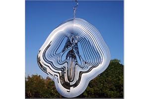DJUAN Reflective Angel Wind Spinners Outdoor Garden Decor,Sparkly Angel Ornaments Bird Devices Deterrent to Scare Birds Away from Yard Patio Farm,Cherub Decor Metal Wind Spinners Gifts for Mom, Women