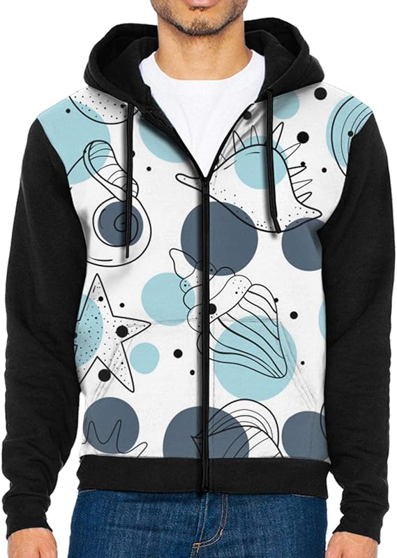 Amazon Co Jp シェルイラストパターン トレーナー メンズ パーカー 緩い フード付き ジッパー カジュアル スポーツウェア おしゃれ 長袖 春 秋 服 ファッション小物