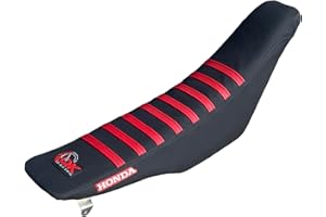 QK RACING Multi Grip Seat Cover - Compatible Fit for 2004-2009 Hond@ CRF 250 250R Black/Red Ribs