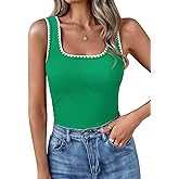 Yousify Women’s Square Neck Tank Tops 2026 Summer Sleeveless Shirts Casual Slim Fitted Color Block Ribbed Tanks