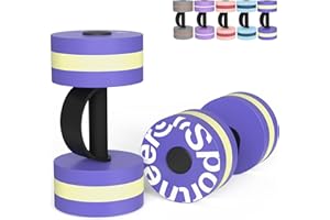 Sportneer Water Weights Aquatic Exercise Dumbbells Water Dumbbell Aerobics Workouts Set of 2 EVA Foam Pool Weights Dumbbells Set Aqua Fitness Barbells Equipment for Water Aerobics Weight Loss