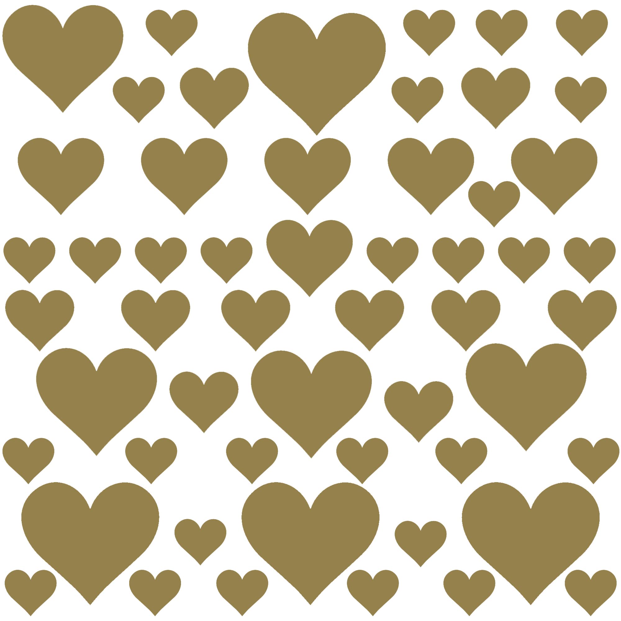 PREMYO Set of 54 Heart Wall Stickers Kids - Nursery Decor Easy to Apply - Decals for Bedrooms for Girls Boys Gold