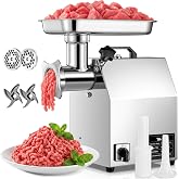 FOHERE #12 Commercial Meat Grinder, Reverse Function, 1.2HP 330LB/H | 800W rated 3800W peak Heavy duty industrial meat grinder with 2 stainless steel blades, 2 grinding plates and sausage kit