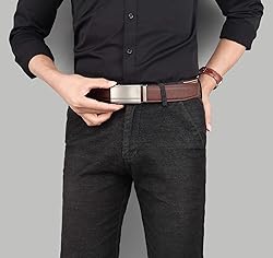 guvoosm Ratchet Belts for Men Leather Dress Suit